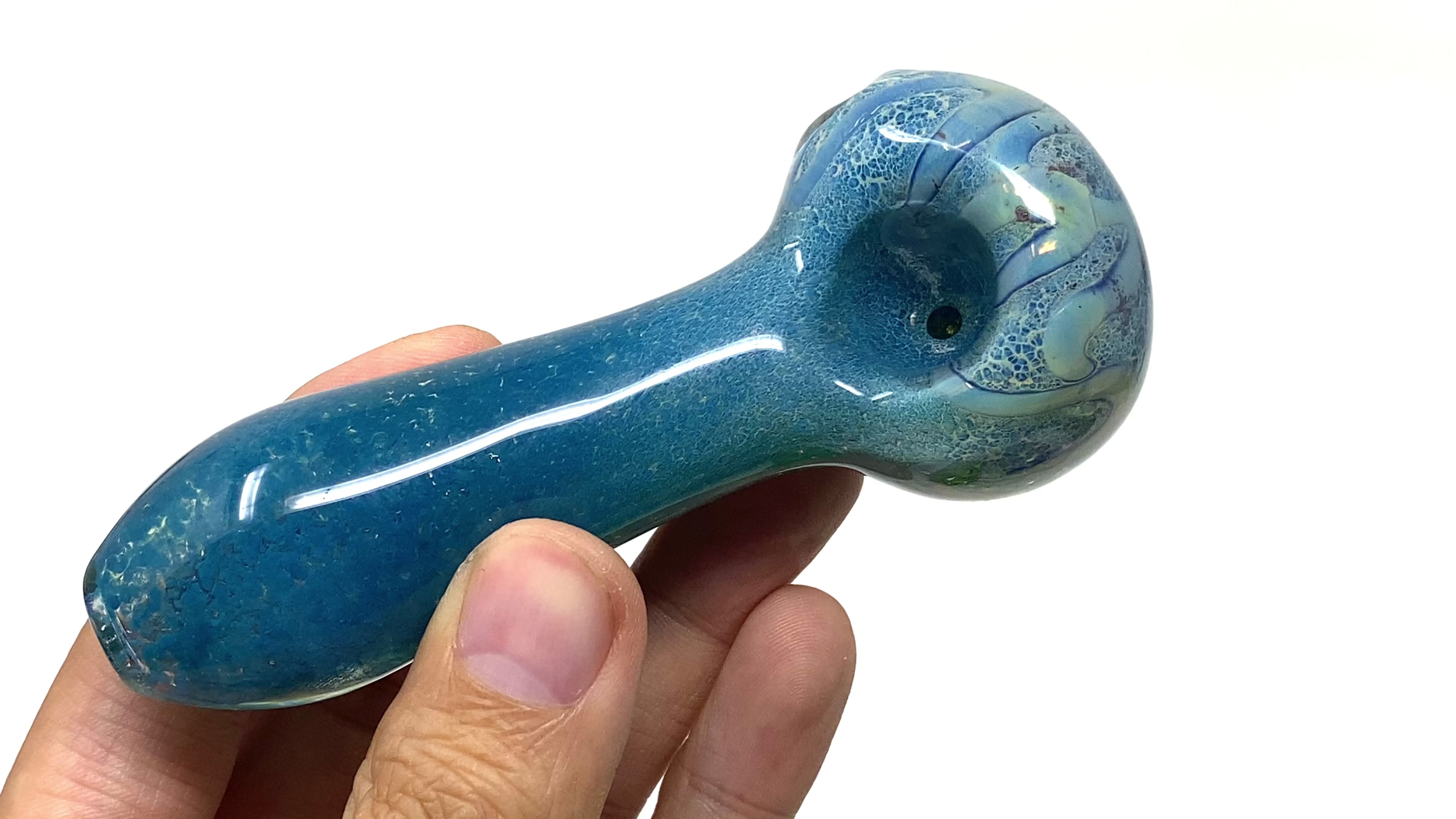 4" Blue Pretty Glass hand pipe