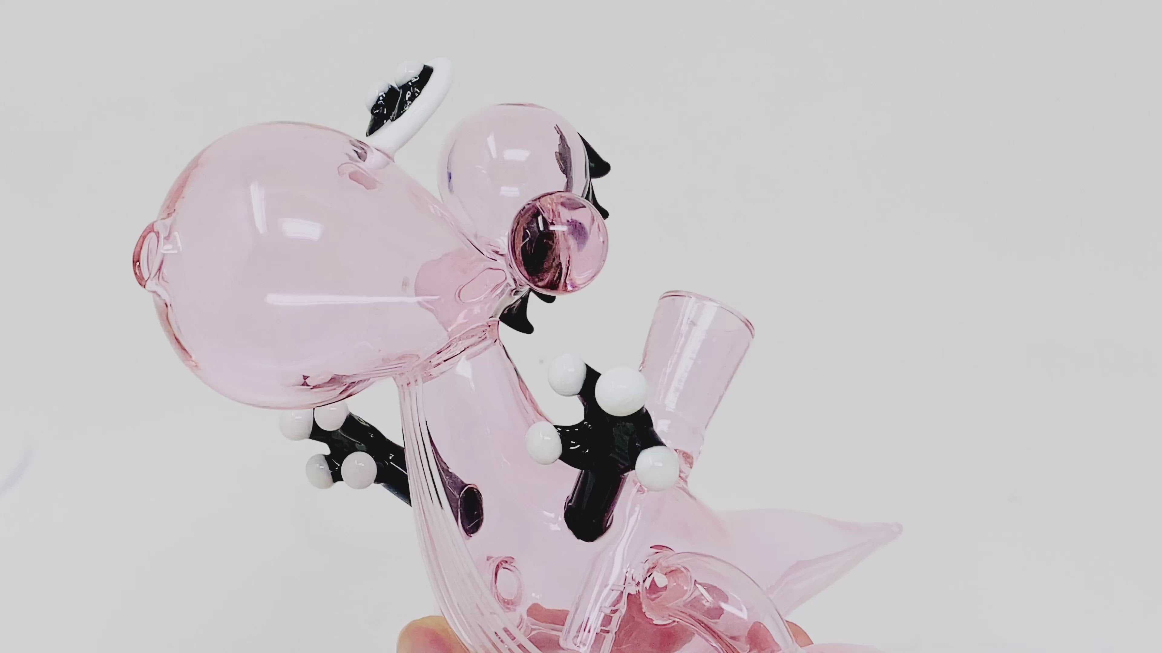 7" Pink Glass animal water Pipe