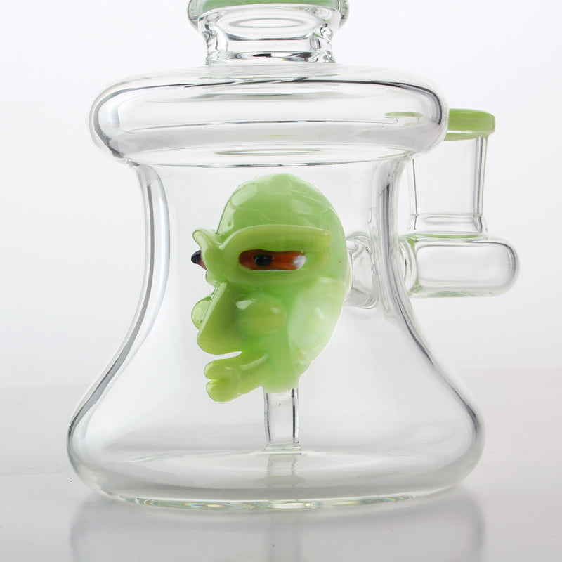 7" Green Skull Glass Water Pipe