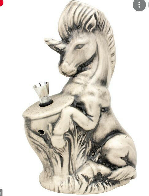 8-inch white unicorn ceramic water pipe
