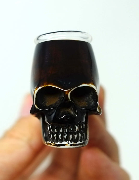 4"Dark Skull Tobacco Pipe Resin Smoking Pipe with Glass Bowl