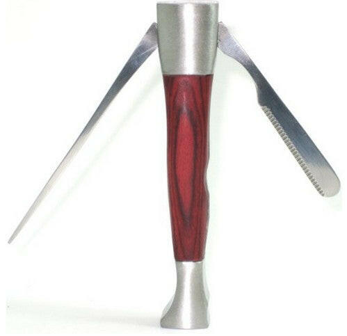 Oak wood and stainless 3-in-1 pipe tool