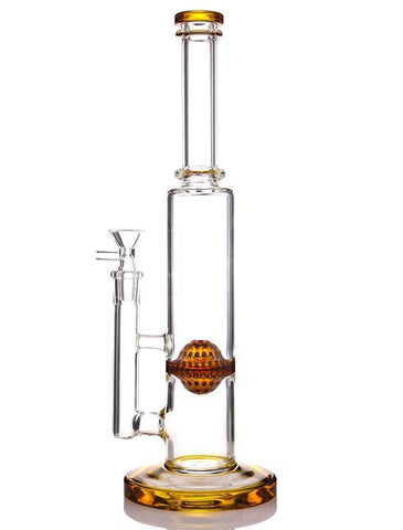 14" Glass Straight Honeycomb ball Glass Water Bong Pipe