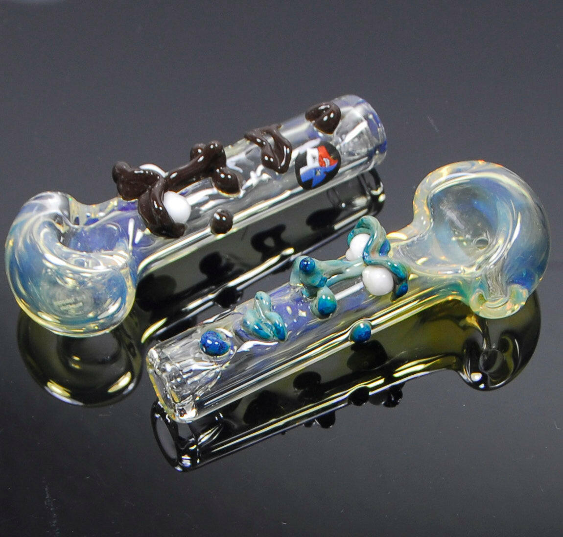 Face Design Fumed Spoon with Built in ashcatcher Made in USA - Simple Glass Pipe