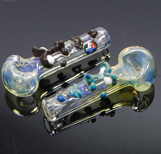 Face Design Fumed Spoon with Built in ashcatcher Made in USA - Simple Glass Pipe