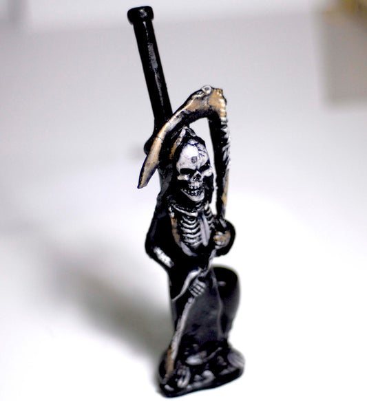 Grim Reaper figured handmade ceramic tobacco pipe