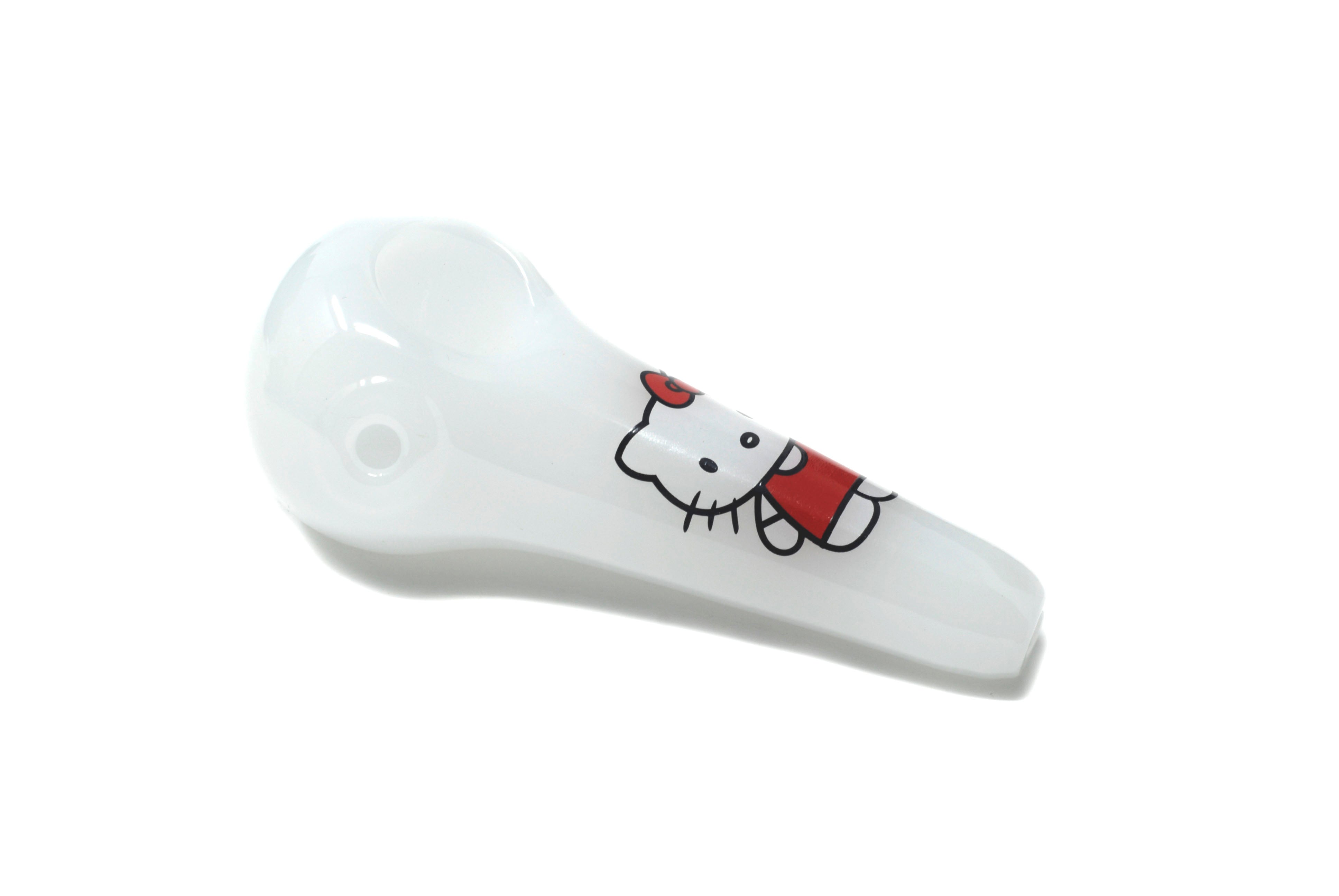 4" Milky white Pink Cat Spoon Glass Hand Pipe