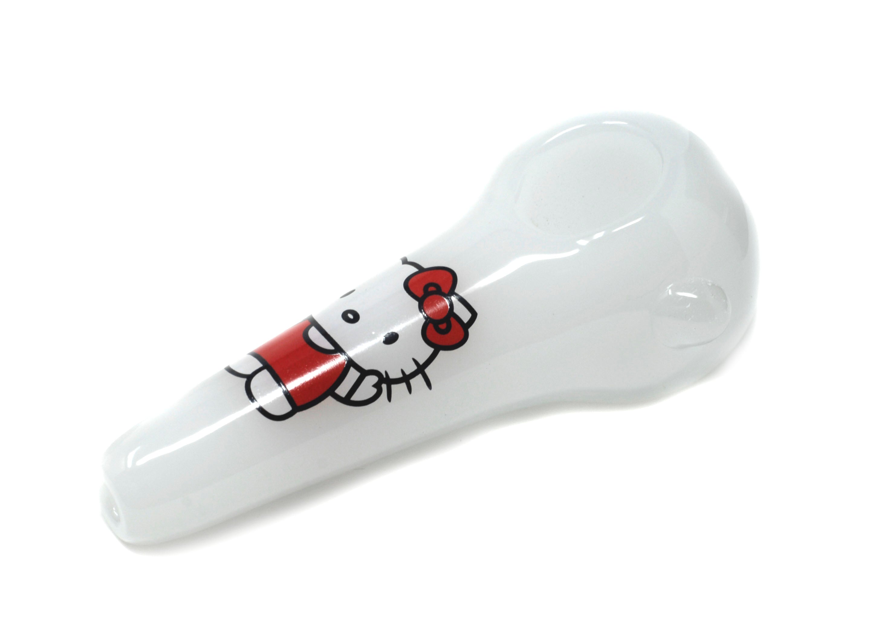 4" Milky white Pink Cat Spoon Glass Hand Pipe