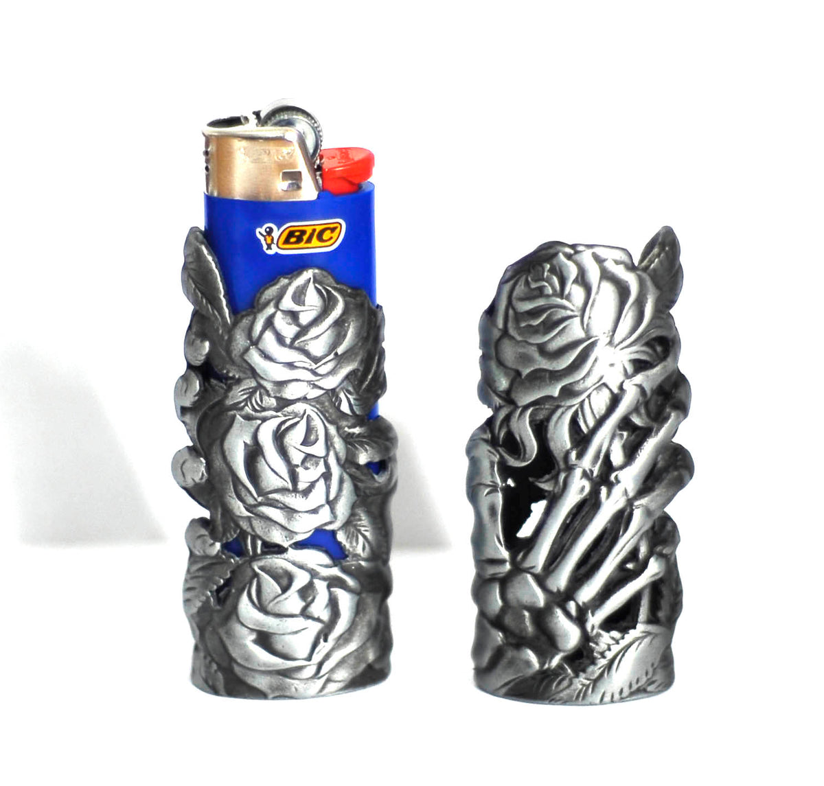 Skeleton Hand & Rose  Mystic Metal Lighter Case for BIC brand Lighter, 1pc
