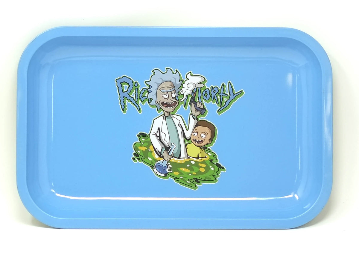R M cartoon Metal tray for Dabbing or Joint Rolling.