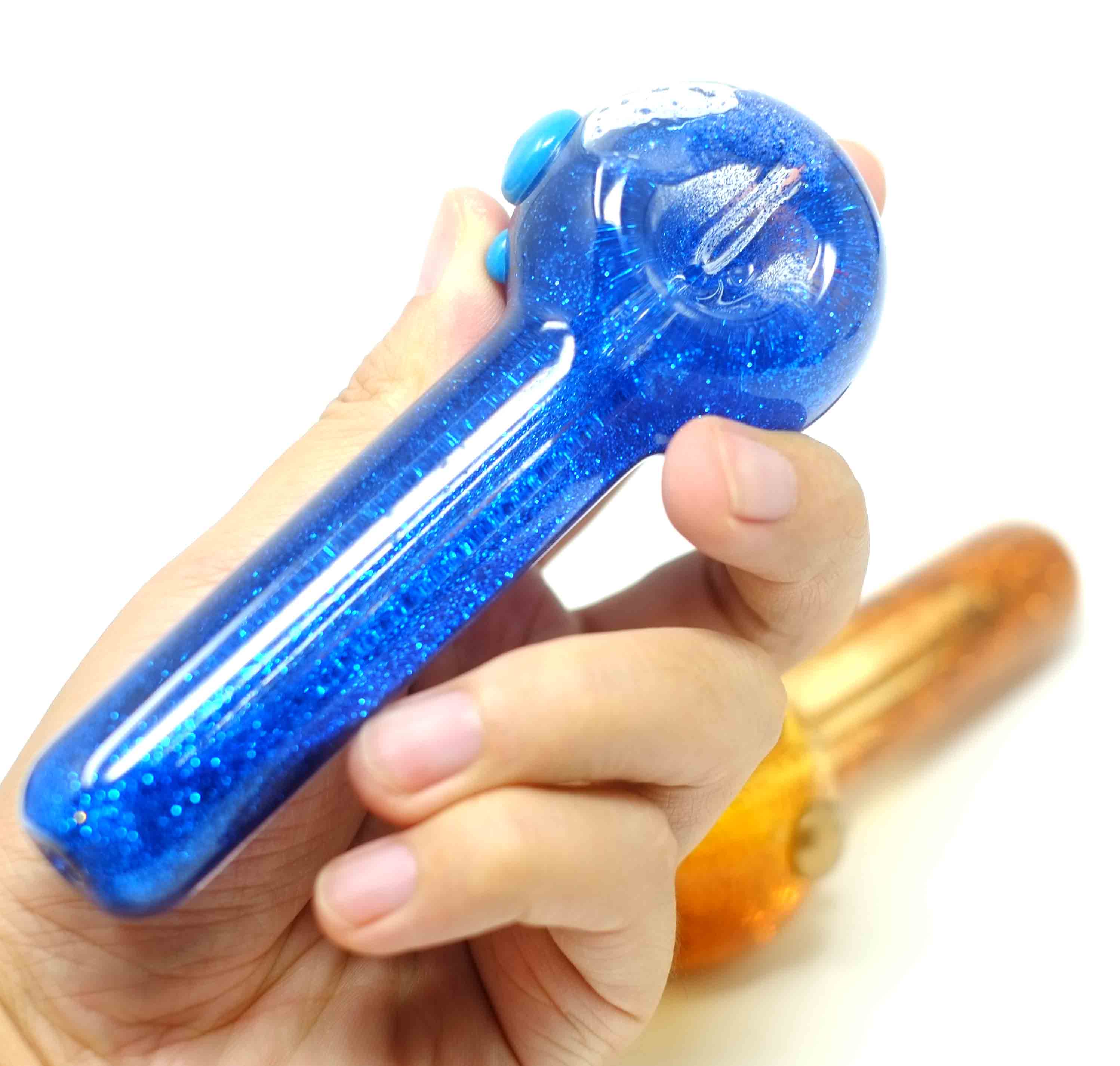 5" Glitter Glass Smoking Pipe | Freezable Glass Hand Pipe