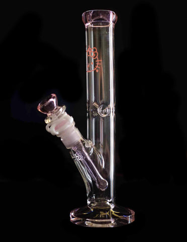 10" Pink Kitty Straight Neck Thick Glass Water Pipe