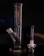 10" Pink Kitty Straight Neck Thick Glass Water Pipe