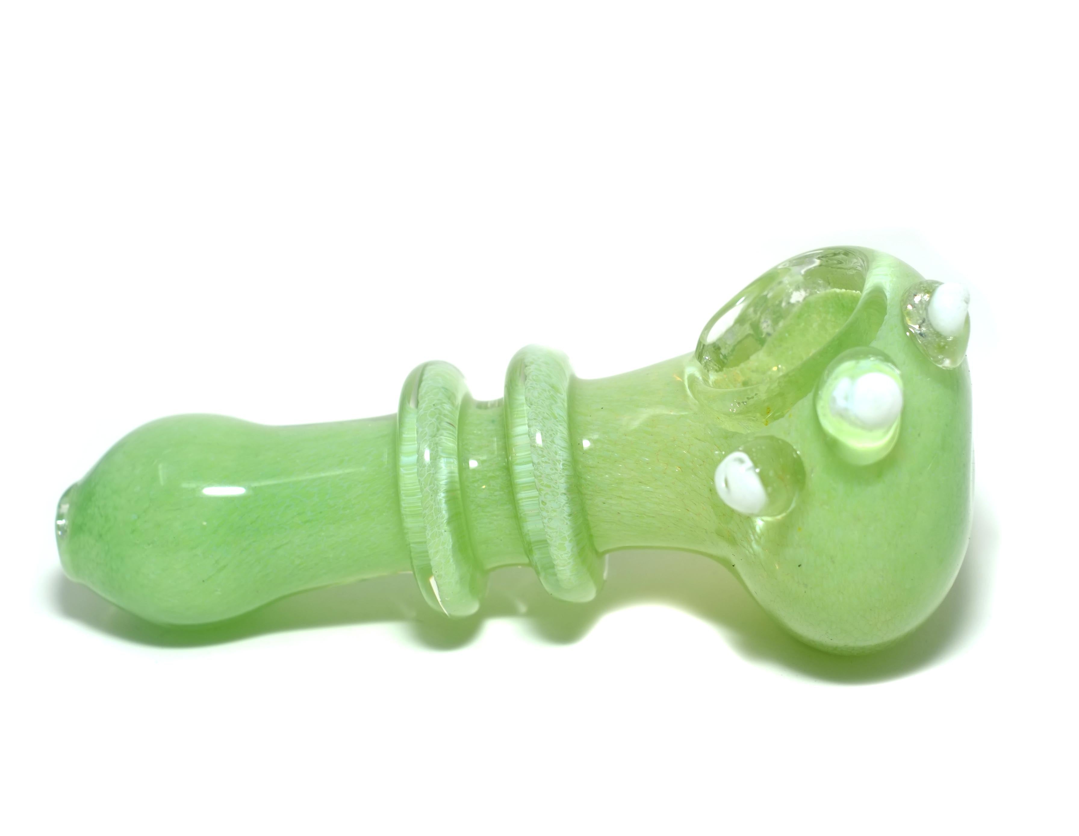 4.5" Green Dots Glass SPoon Hand Pipe