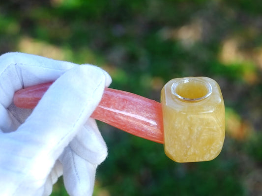 4"Tobacco Pipe Pink Resin Smoking Pipe with Glass Bowl