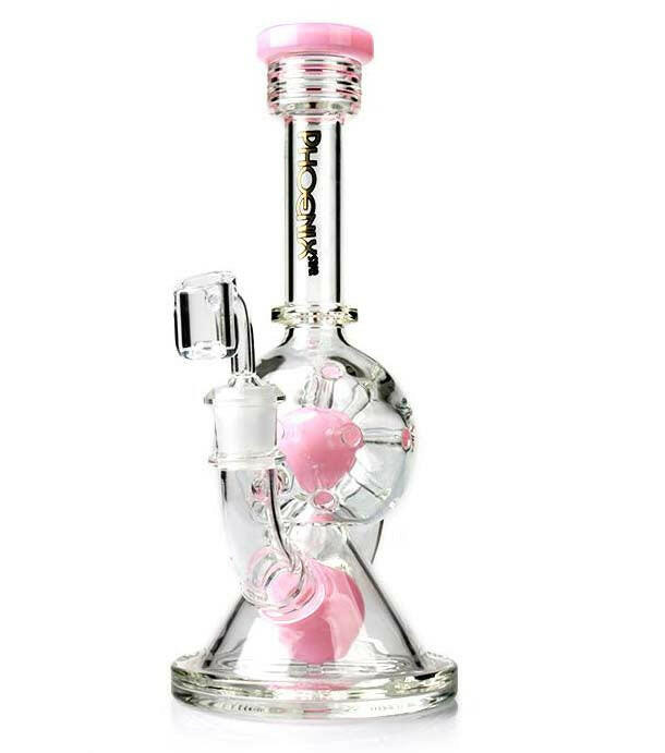 9" Pink Glass Water Pipe with SpaceBall Spikes