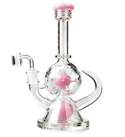 9" Pink Glass Water Pipe with SpaceBall Spikes