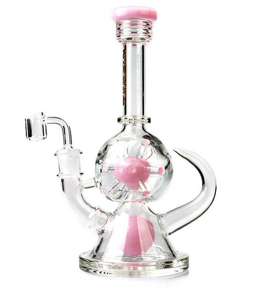 9" Pink Glass Water Pipe with SpaceBall Sipkes