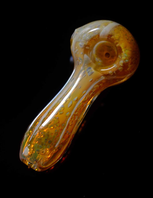 4" Unique Honeycomb Orange Glass Spoon Hand Pipe