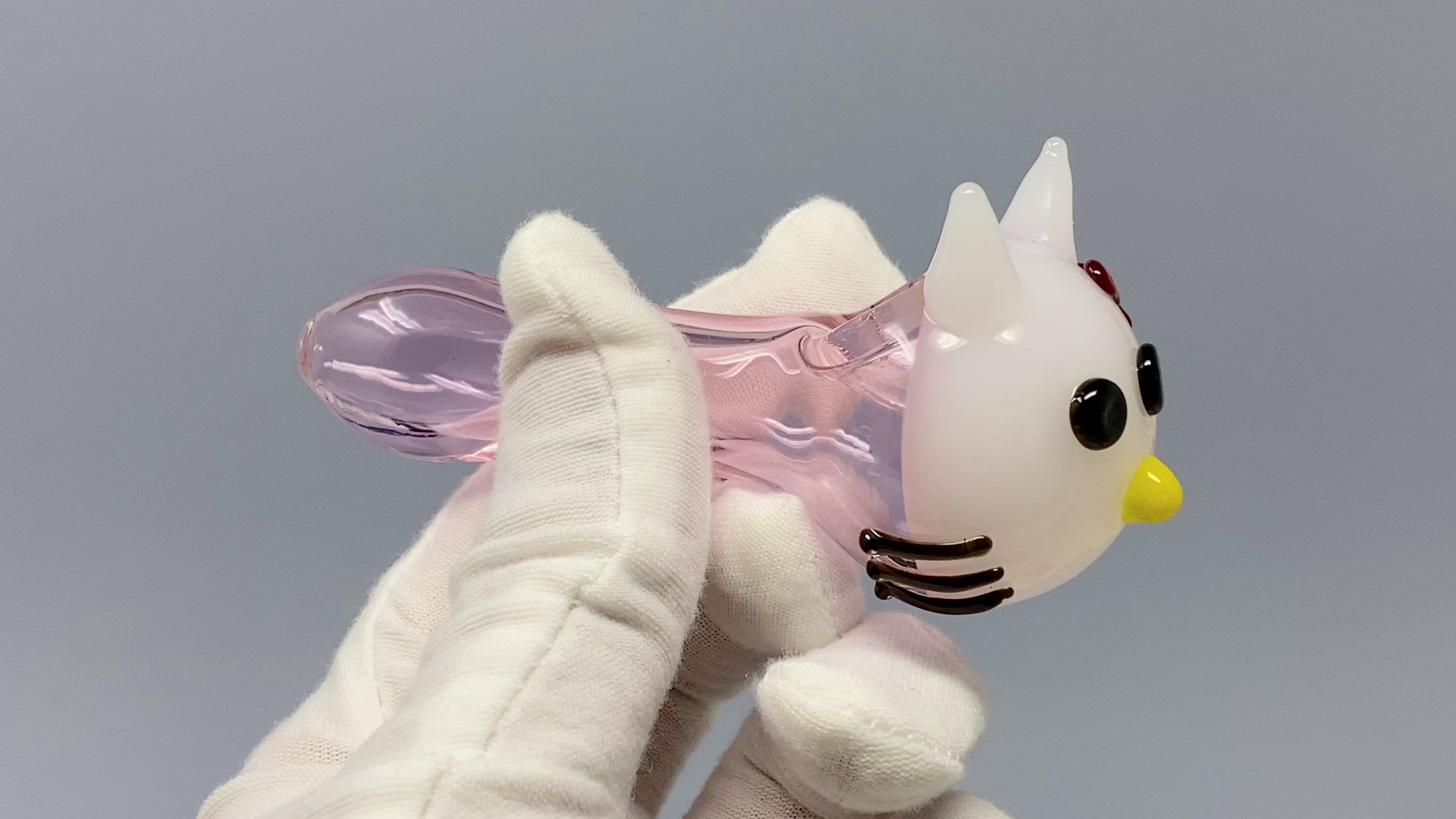 4" Pink Body Ugly Kitty Glass Hand Pipe