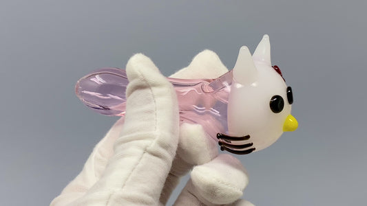 4" Pink Body Ugly Kitty Glass Hand Pipe