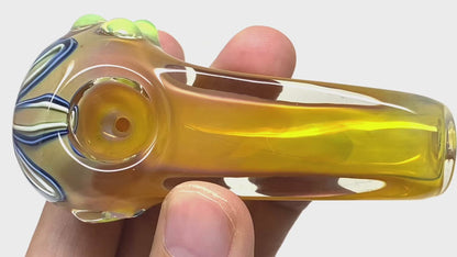 4" Glass Fancy Dots Square Spoon Pipe