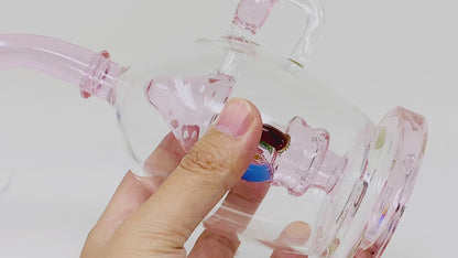 9" Pink Mushroom Glass Bong with Showerhead Perc