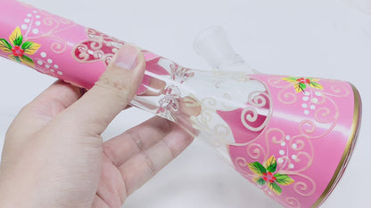 10" Glow-in-the-Dark Pink Flower Beaker Bong – 18mm/14mm