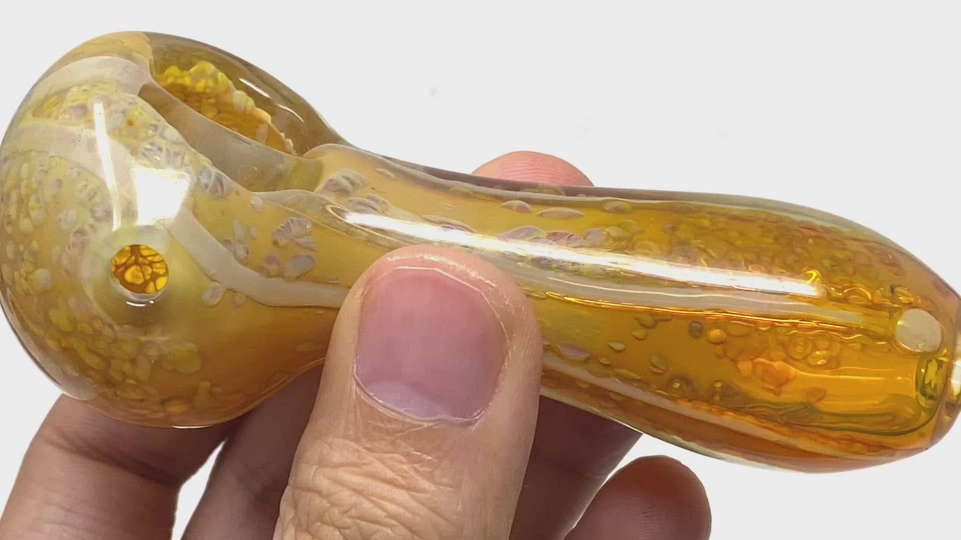 4" Unique Honeycomb Orange Glass Spoon Hand Pipe