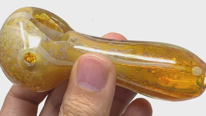 4" Orange Honeycomb Glass Spoon Pipe – 80g