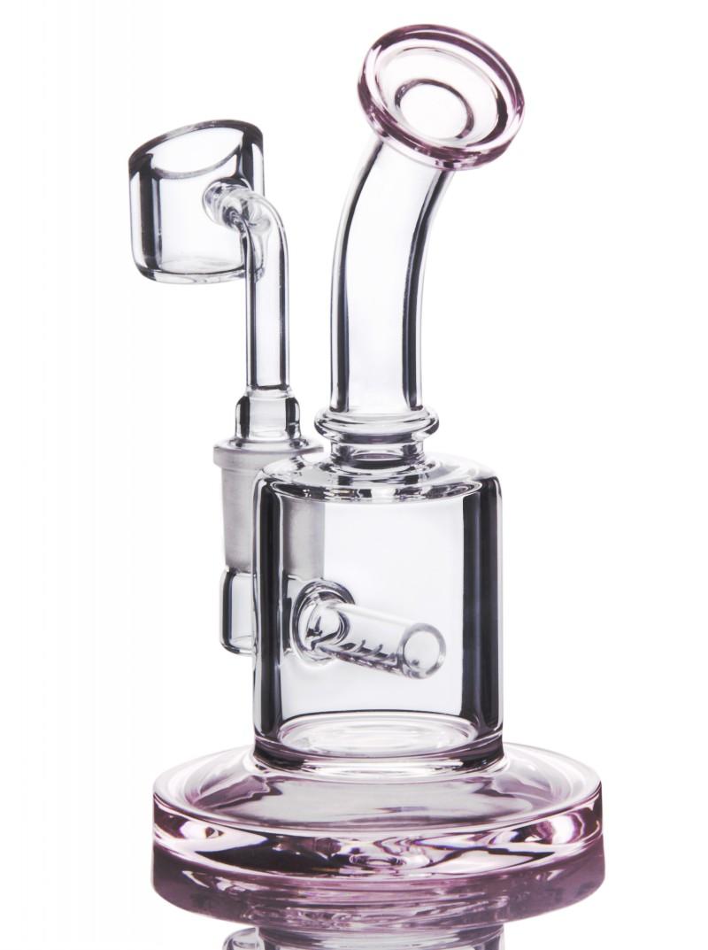 6"  Pink Glass Water Pipe Bong with Inline  RIg