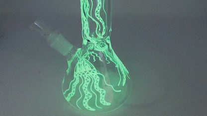 10" Glow-in-the-Dark Jellyfish Beaker Bong – 18mm/14mm