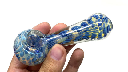 4.5" Blue Patterned Glass Hand Pipe – 110g