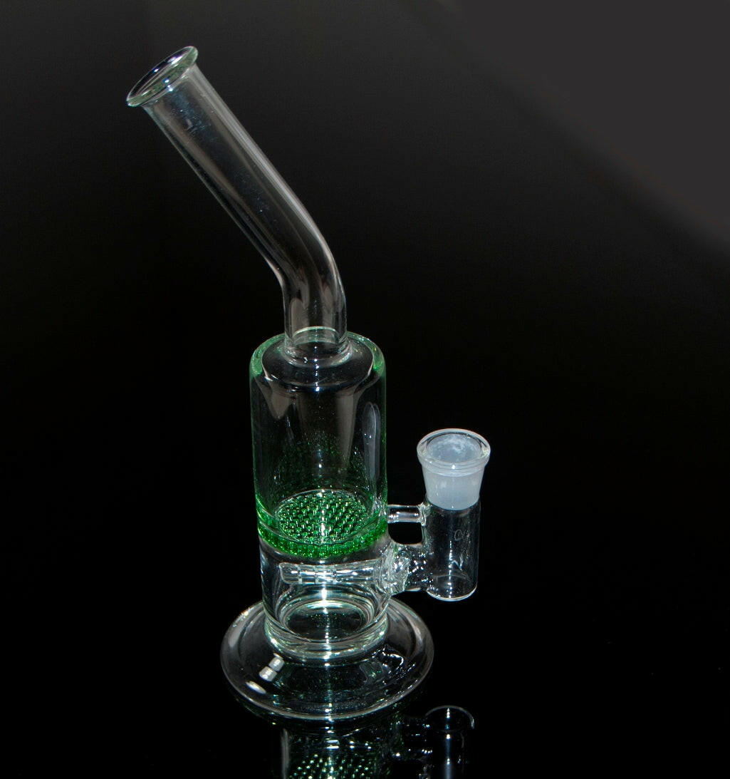 10-inch bent-neck inline and honeycomb perc glass water pipe
