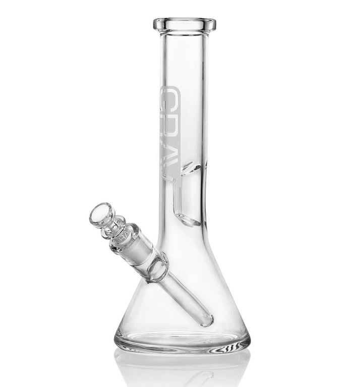 8"Small, Clear Beaker Base Water Pipe by Grav Lab