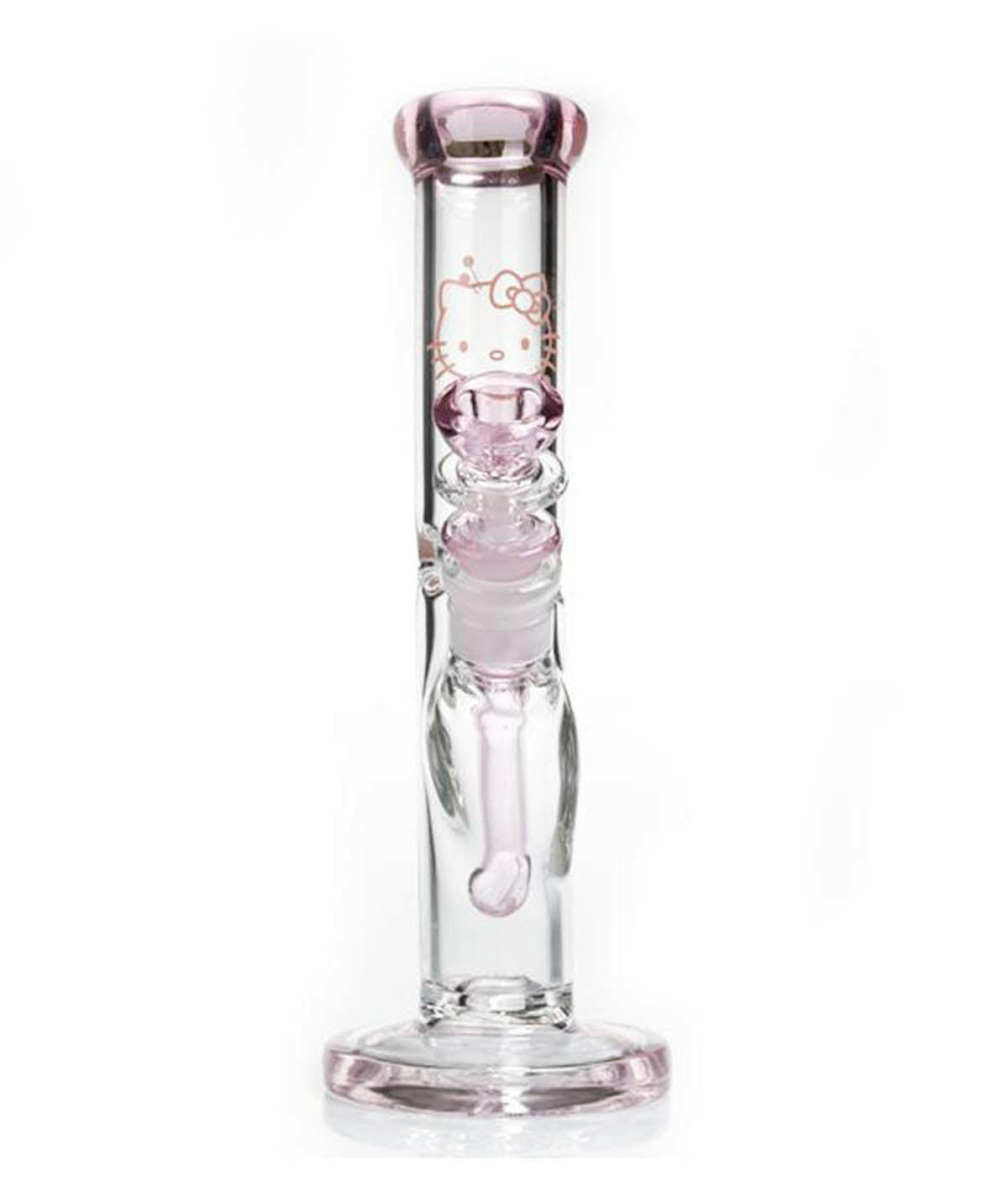 Pink character straight glass water pipe with ice pinch