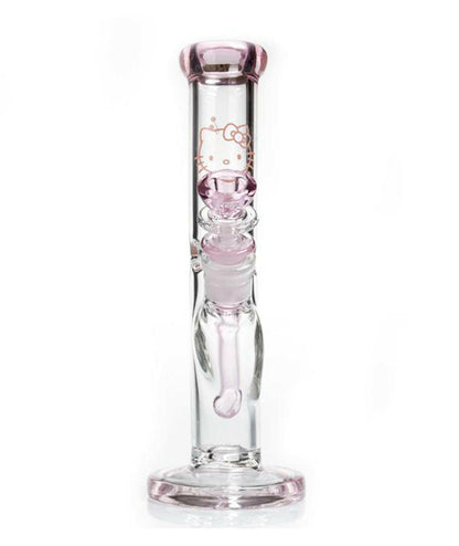 Pink character straight glass water pipe with ice pinch