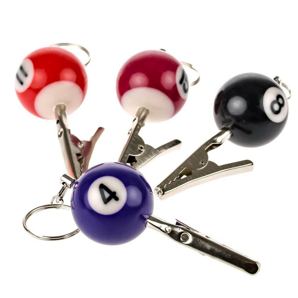 Pool ball clip keychain in assorted colors