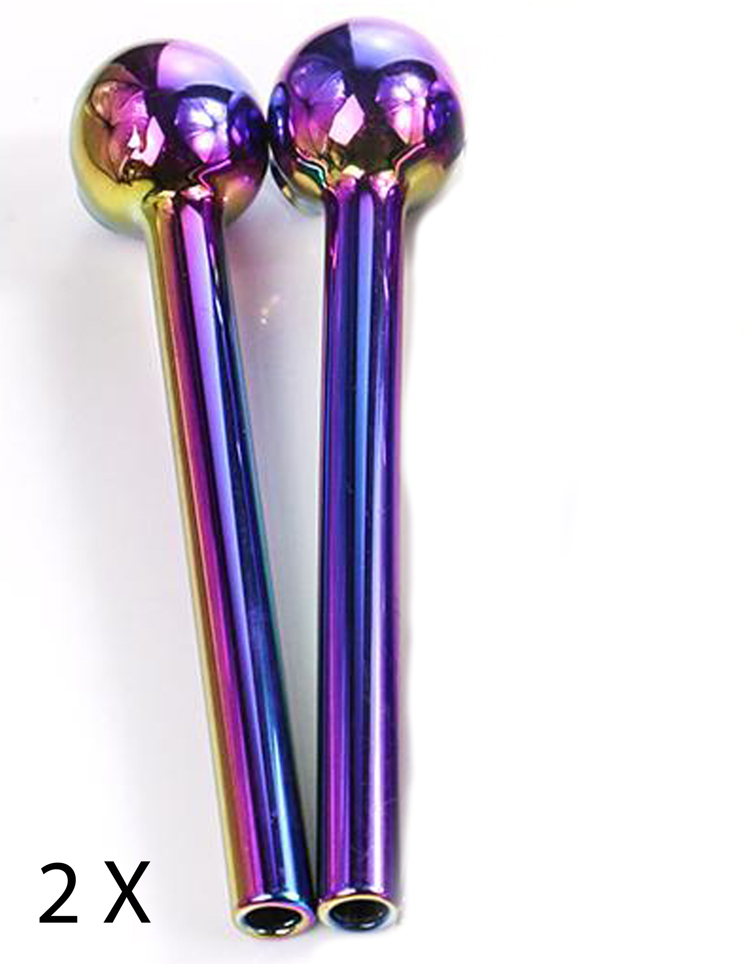 5" Nano Plating Rainbow Glass Oil Burner Pipe Set of 2