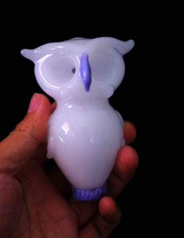 Owl Glass Spoon Pipe with Two Chambers