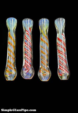 3.5" Swirl Colored Twist Design Glass Chillum PIpe