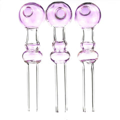 4.5" Pink Glass Oil Burner Pipe set of 3