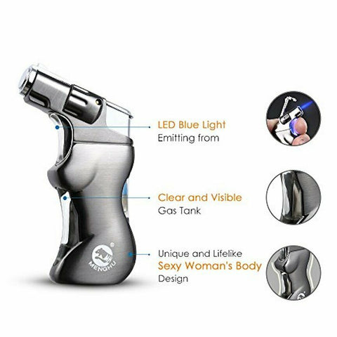 Sexy Body Shape Single Torch LIghter with Led lights