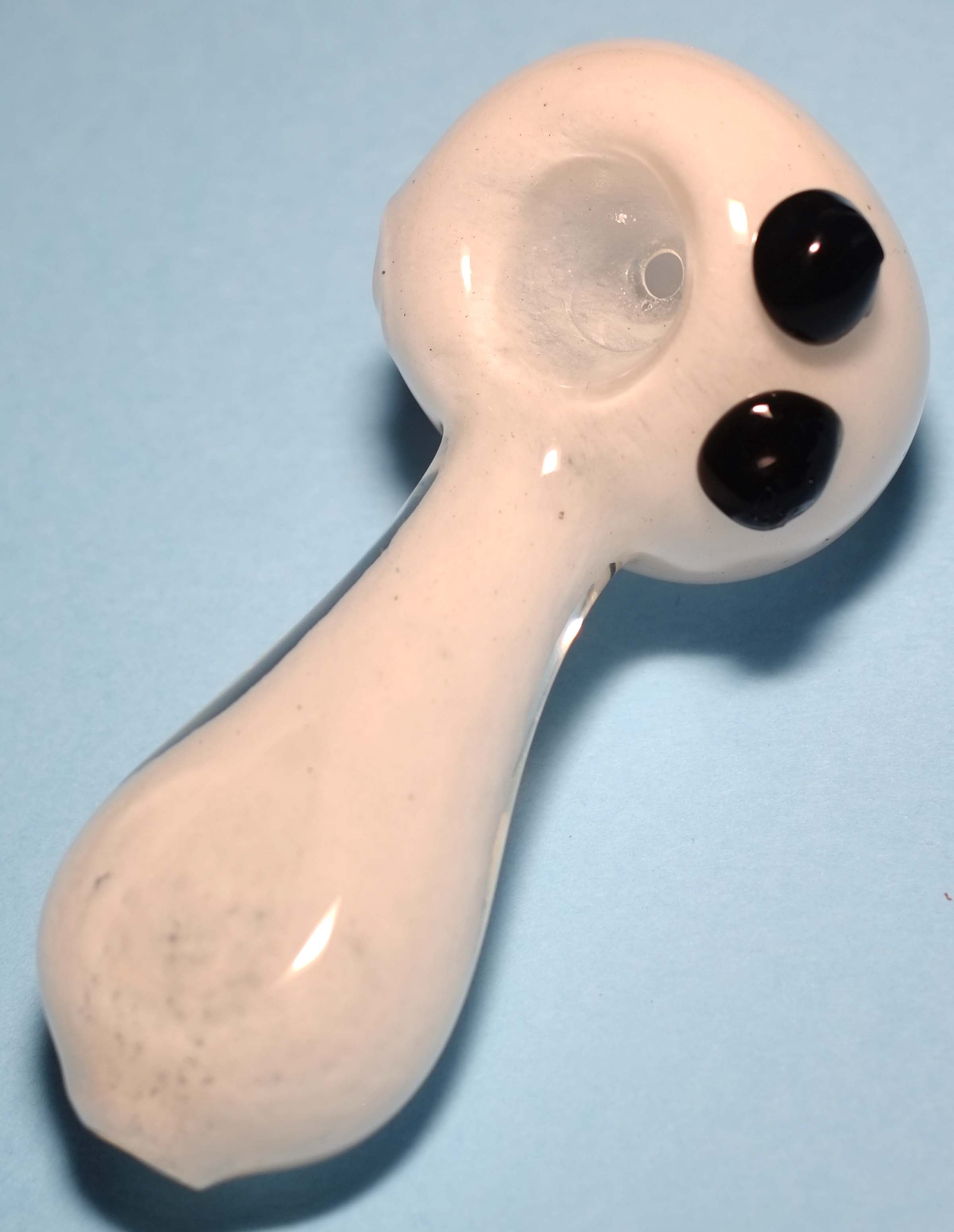 3" White Frit Glass Spoon Pipe