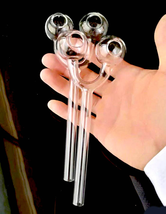 Two Chamber Slingshot Glass Oil Burner Pipe