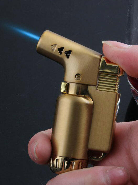 All-metal mini torch lighter flame-lock detail
