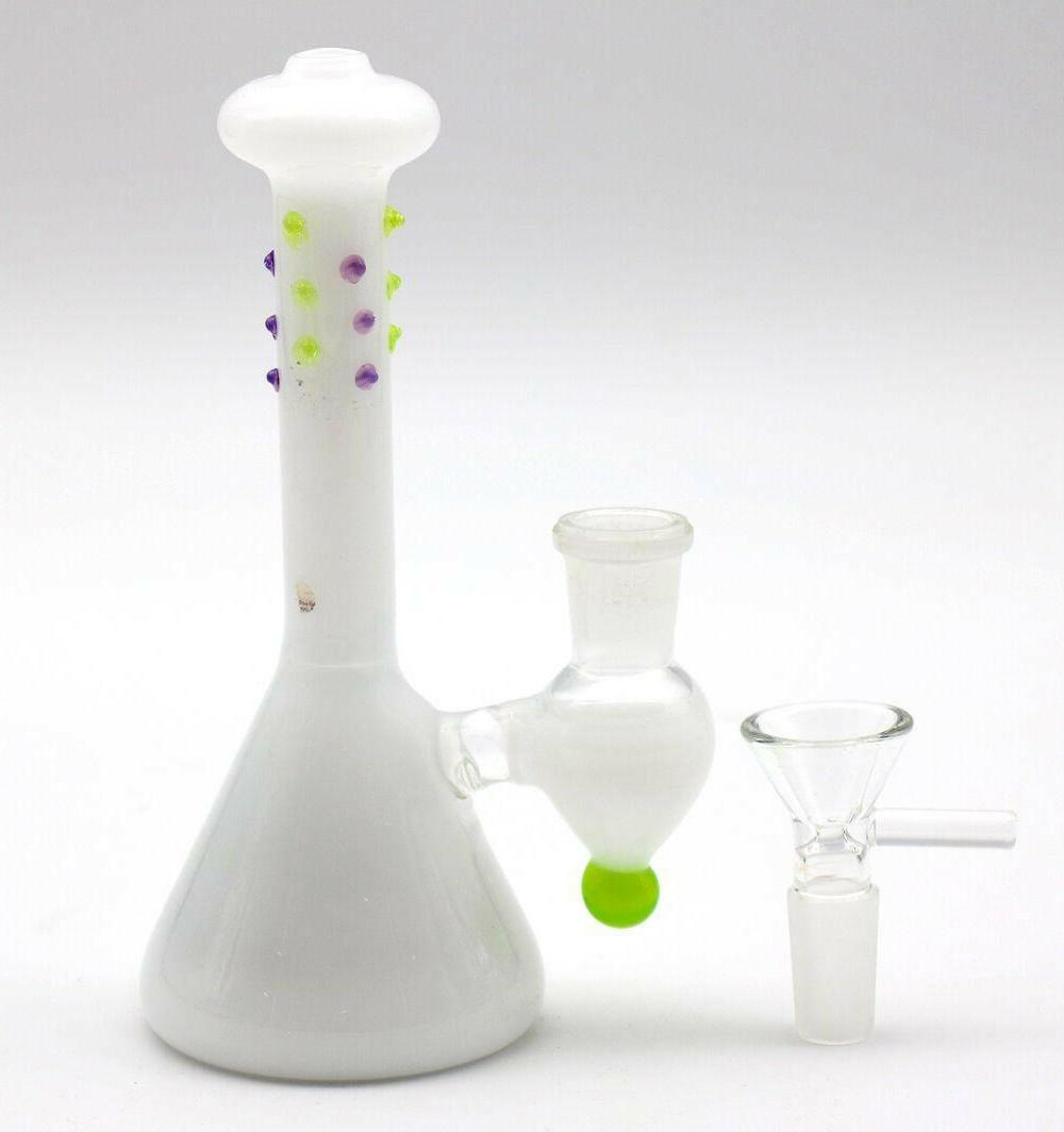 6" Straight Neck white Glass Water Pipe - Simple Glass Pipe