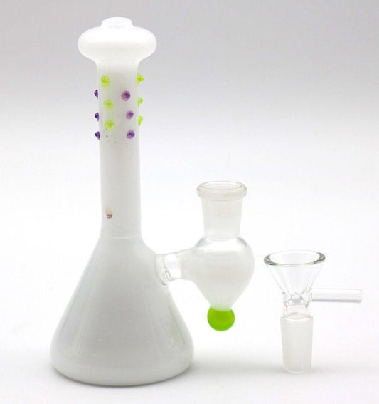 6" Straight Neck white Glass Water Pipe