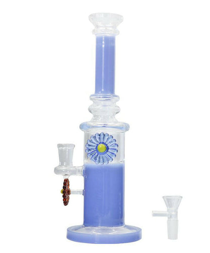 11-inch blue straight water bong side view