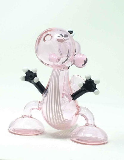 Pink animal-themed glass water pipe alternate view
